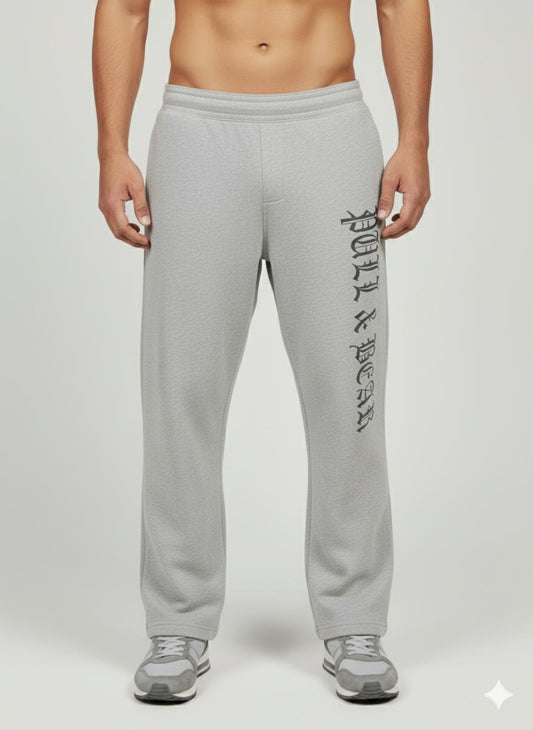 Pull & Bear - Graphic Logo Wide Leg Grey Trousers