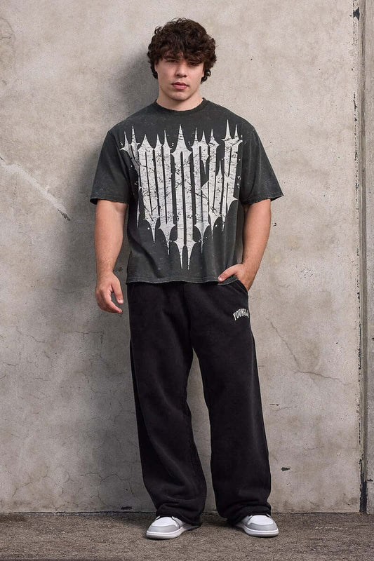 YOUNGLA - New Wave Baggy Sweats Black