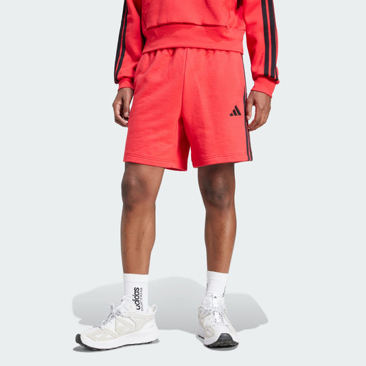 ADDS - Essential 3 Stripes French Terry Red Shorts