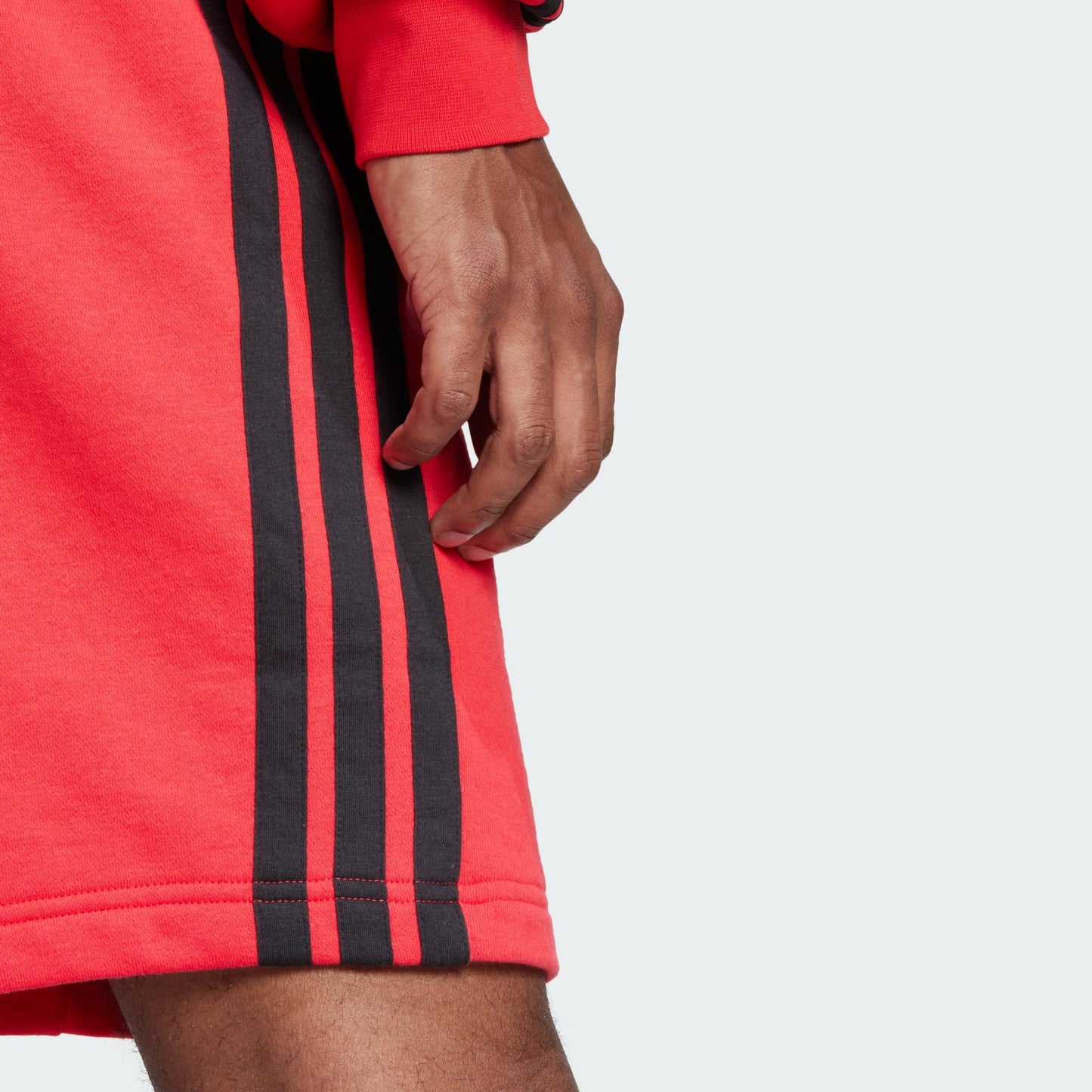 ADDS - Essential 3 Stripes French Terry Red Shorts