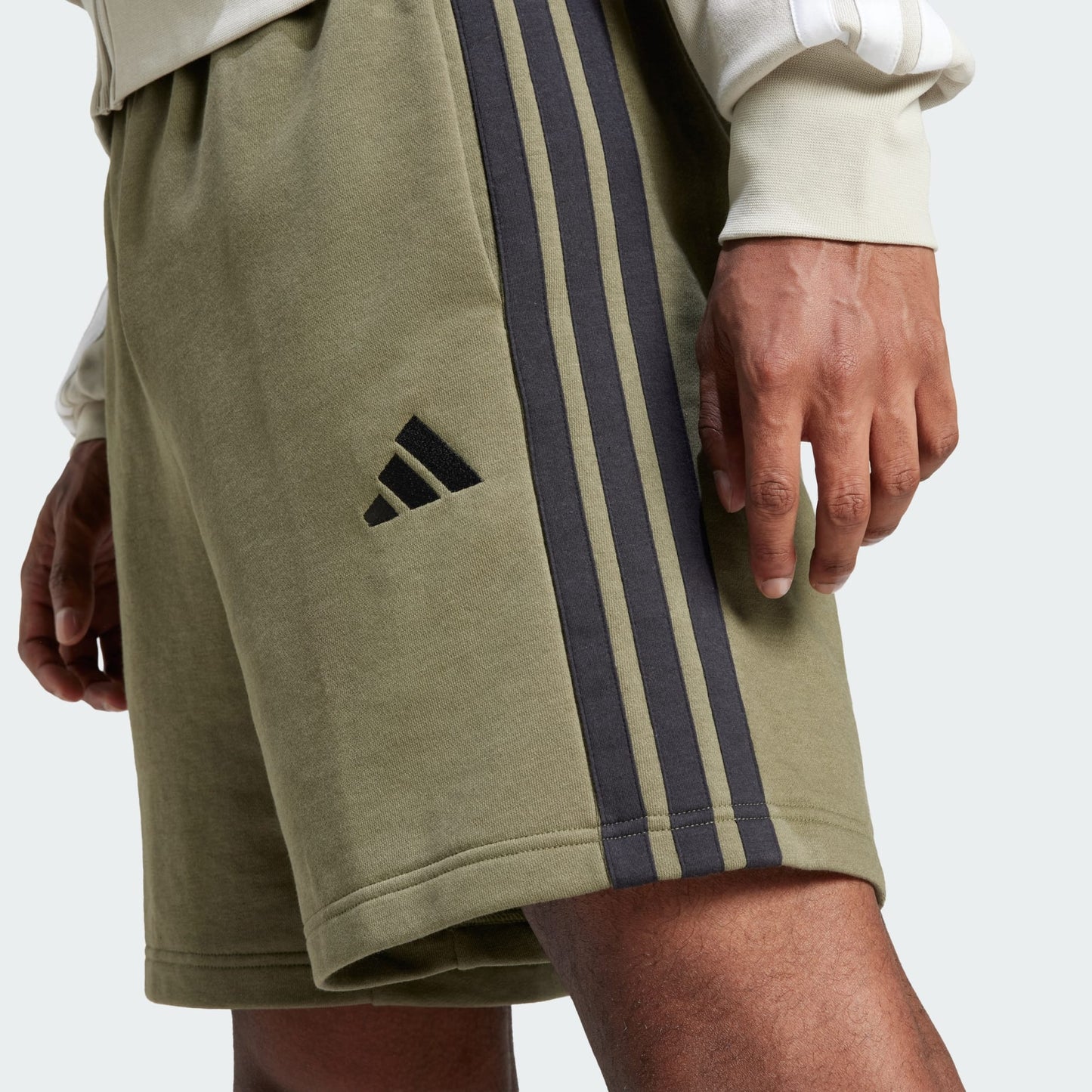 ADDS - Essential 3 Stripes French Terry Army Green Shorts