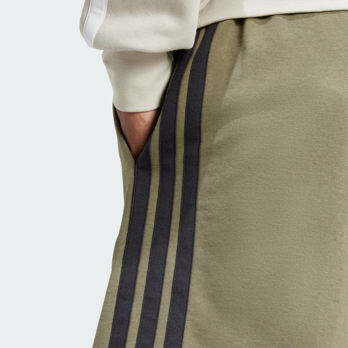 ADDS - Essential 3 Stripes French Terry Army Green Shorts