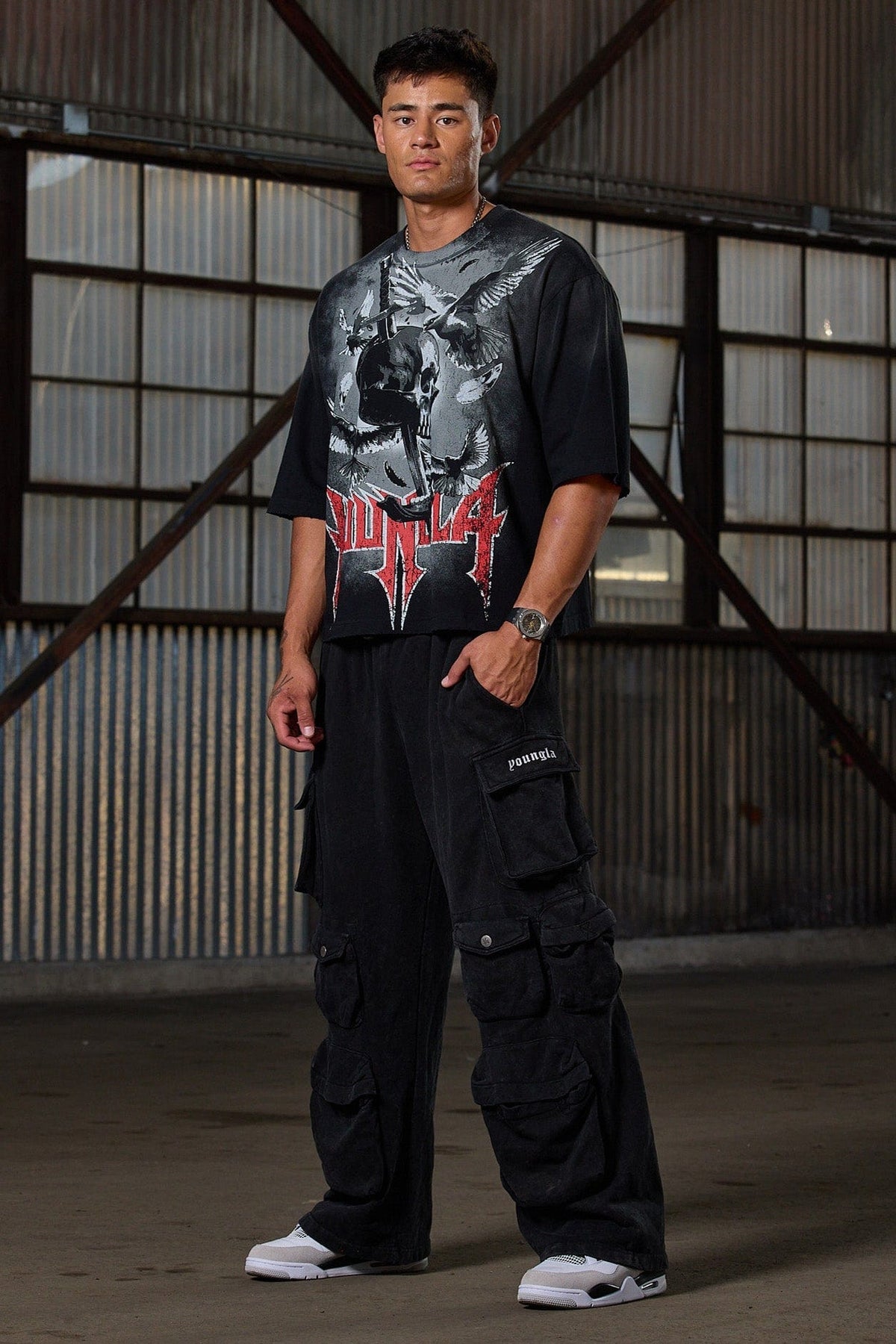 YOUNGLA - Hella Pocket Sweats Black 8 Pockets